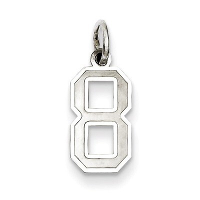 Number 8 Pendant Sterling Silver Satin QPS08, MPN: QPS08, 883957540832