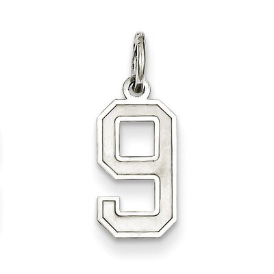 Number 9 Pendant Sterling Silver Satin QPS09, MPN: QPS09, 883957605661