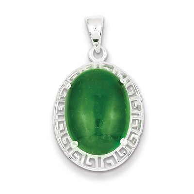 Jade Greek Key Pendant Sterling Silver QP267, MPN: QP267, 191101279997