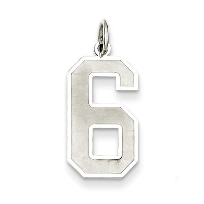 Number 6 Pendant Sterling Silver Satin QPP06, MPN: QPP06, 883957552842