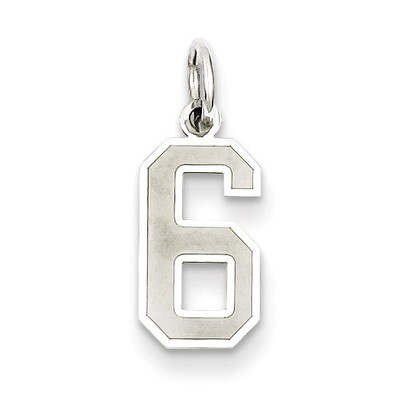 Number 6 Pendant Sterling Silver Satin QPS06, MPN: QPS06, 883957575629