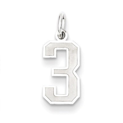 Number 3 Pendant Sterling Silver Satin QPS03, MPN: QPS03, 883957556208