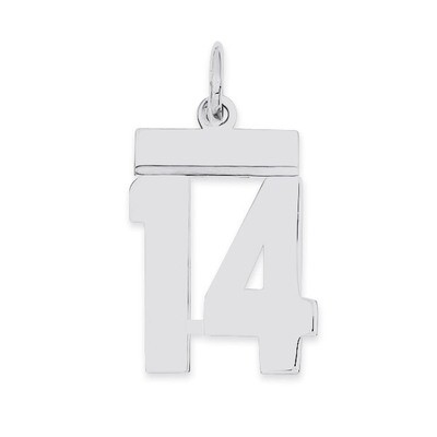 Pendant Number 14 Polished Sterling Silver Small QSS14, MPN: QSS14, 883957100623