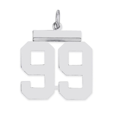 Pendant Number 99 Polished Sterling Silver Medium QMS99, MPN: QMS99, 191101278716