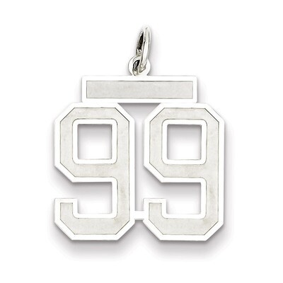 Pendant Number 99 Satin Sterling Silver Medium QPM99, MPN: QPM99, 883957128245