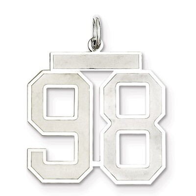 Pendant Number 98 Satin Sterling Silver Large QPP98, MPN: QPP98, 191101282379