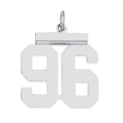 Pendant Number 96 Polished Sterling Silver Medium QMS96, MPN: QMS96, 191101278686