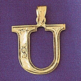 Dazzlers Jewelry Initial U Pendant Necklace Charm Bracelet in Yellow, White or Rose Gold 9571u, MPN…