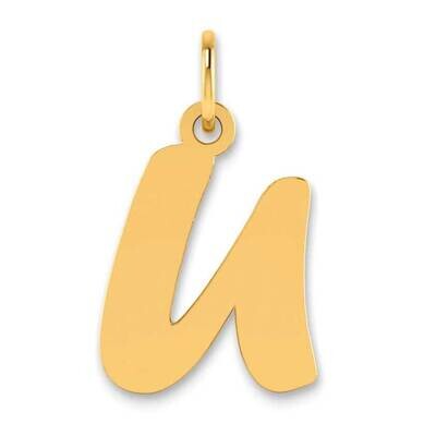 Script Letter U Initial Pendant 14k Gold Polished YC1438U, MPN: YC1438U, 196904077450