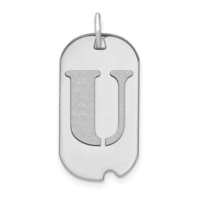 Letter U Initial Dog Tag Pendant 14k White Gold Polished YC1439WU, MPN: YC1439WU, 196904077719