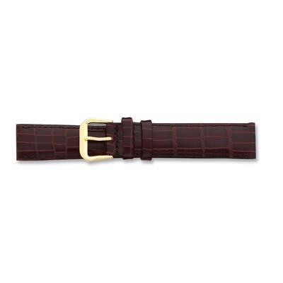 18mm Brown Wild Alligator Gold-tone Buckle Watch Band BA88-18, MPN: BA88-18, 886774147024