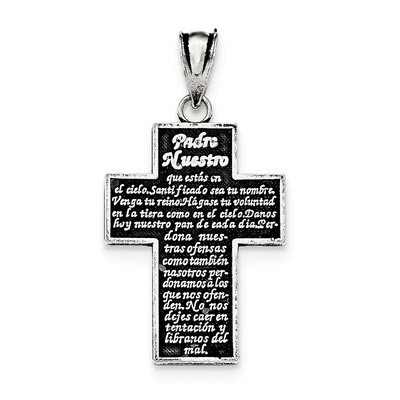 Padre Nuestro Engraved Cross Pendant Sterling Silver Antiqued QC8392, MPN: QC8392, 191101456046