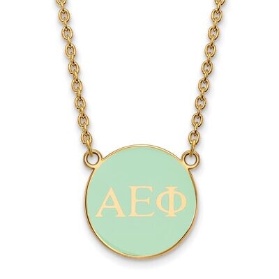Alpha Epsilon Phi Small Enameled Pendant with 18 Inch Chain Gold-plated Silver GP030AEP-18, MPN: GP…