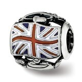 Enameled England Theme Bead Sterling Silver QRS3746, MPN: QRS3746,