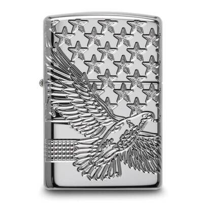 Zippo Armor High Polish Chrome Patriotic Eagle Design Lighter GM25897, MPN: GM25897, 191693114171