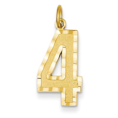 Casted Large Diamond Cut Number 4 Charm 14k Gold LN04, MPN: LN04, 886774102061