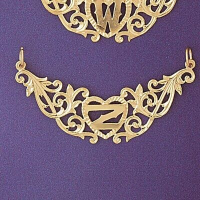 Dazzlers Jewelry Initial Z Heart Pendant Necklace Charm Bracelet in Yellow, White or Rose Gold 9578…