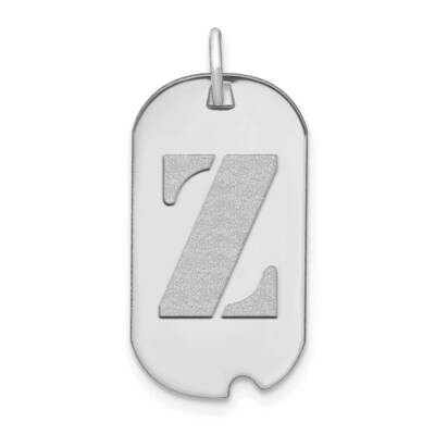 Letter Z Initial Dog Tag Pendant 14k White Gold Polished YC1439WZ, MPN: YC1439WZ,