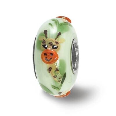 Giraffe, Green Glass Bead Sterling Silver Hand Painted QRS4009, MPN: QRS4009, 19727661388