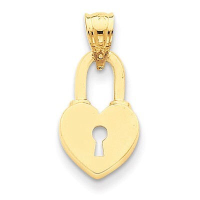 Heart Lock Pendant 14k Gold D3404, MPN: D3404, 191101178979
