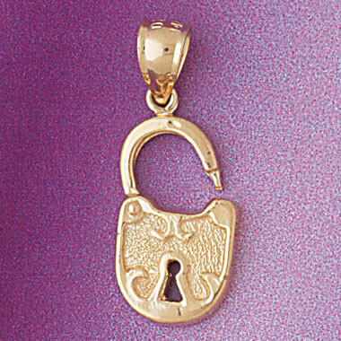 Dazzlers Jewelry Lock Pendant Necklace Charm Bracelet in Yellow, White or Rose Gold 7114, MPN: DZ-7…