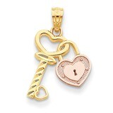 Heart Lock &amp; Key Pendant 14k Two-Tone Gold D3849, MPN: D3849, 886774256221