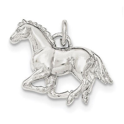 Textured Horse Pendant Sterling Silver Polished QC8892, MPN: QC8892, 191101359361