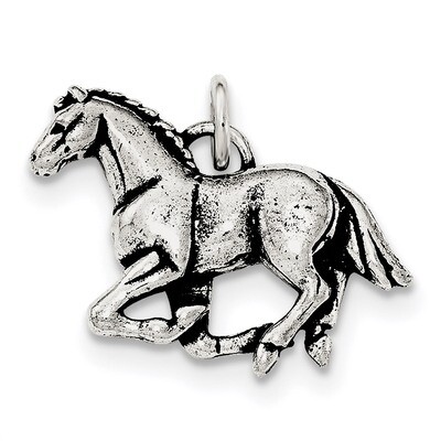 Horse Pendant Sterling Silver Antiqued &amp; Textured QC8893, MPN: QC8893, 191101362538