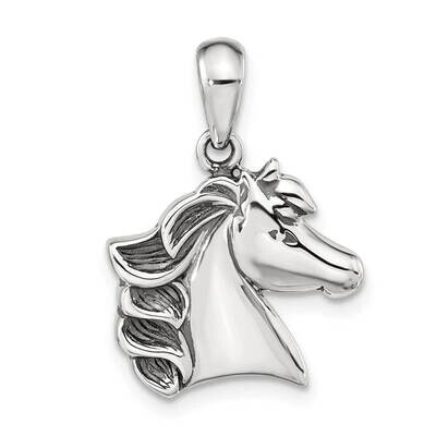 Horse Pendant Sterling Silver Antiqued Polished QC11065, MPN: QC11065,