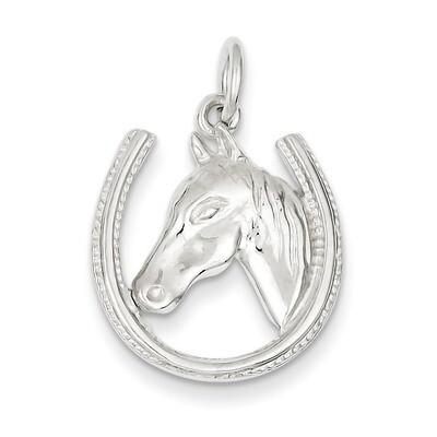 Horseshoe Horse Head Pendant Sterling Silver QC824, MPN: QC824, 883957917405