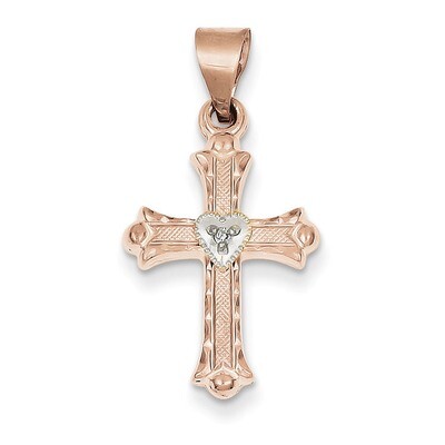 14k Two-tone Rose &amp; White Gold Diamond Cross Pendant 14k Two-Tone Gold XR1224, MPN: XR1224, 8839574…