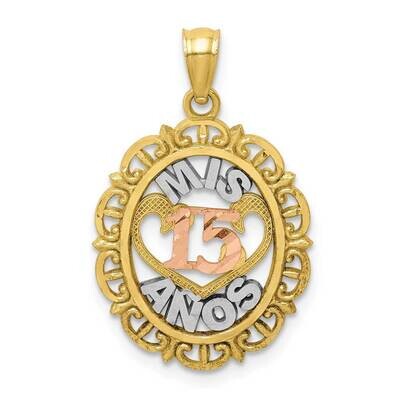 White Rhodium Mis 15 Anos Pendant 10k Two-tone Gold 10C1357, MPN: 10C1357, 883957606569