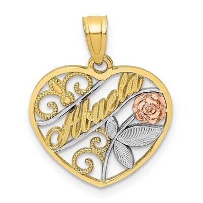 Diamond-cut White Rhodium Abuela Pendant 10k Two-tone Gold 10C1356, MPN: 10C1356, 883957606552