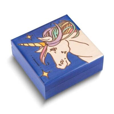 Unicorn Carved and Painted Wooden Keepsake Box GM25154, MPN: GM25154,