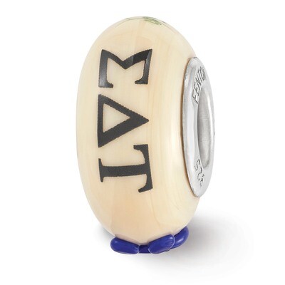 Sigma Delta Tau Fenton Glass Bead Sterling Silver Hand Painted QRS3683, MPN: QRS3683, 19727648075