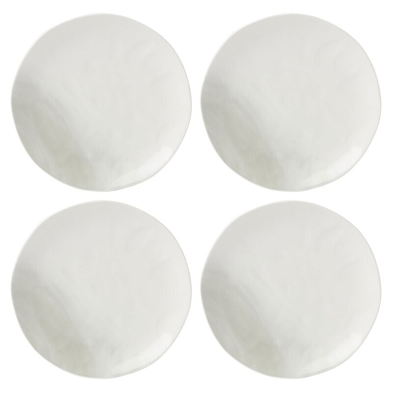 Lenox Oyster Bay - Set 4 Piatti Piani In Porcellana Bianca Con Accenti Grigi, 26,5 Cm, Lavabili In Lavastoviglie