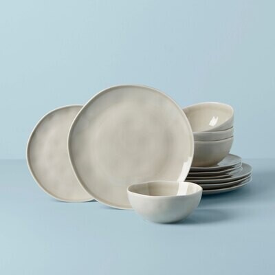 Lenox Bay Colors 12 Piece Dinnerware Set Grey 894888, MPN: 894888, 194372025867
