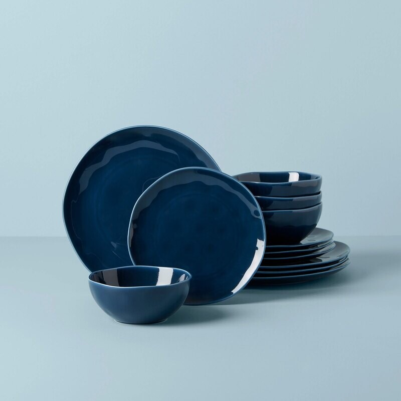 Bay Colors 12-piece Dinnerware Set In White/gray