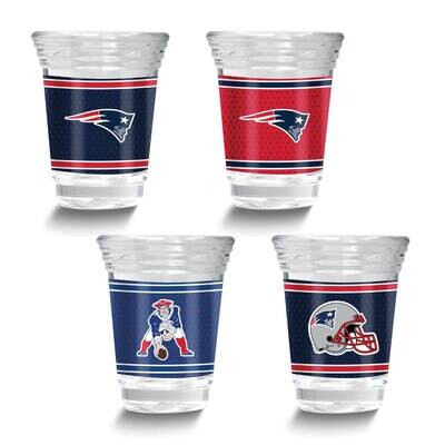 NFL New England Patriots 4-piece Shot Glass Set GM26125-PAT, MPN: GM26125-PAT, 737538033414