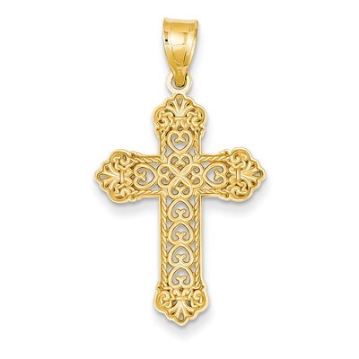 Fleur De Lis Cross Charm 14k Gold M1386, MPN: M1386, 637218017096
