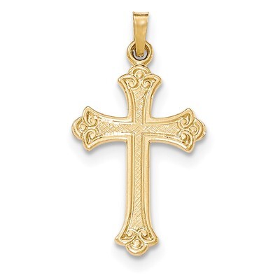 Polished Fleur de lis Cross Pendant 14k Gold Textured XR1448, MPN: XR1448, 886774619743