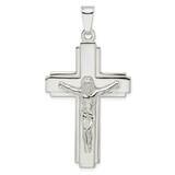 Side Lines Large Crucifix Pendant Sterling Silver Polished QC11177, MPN: QC11177,