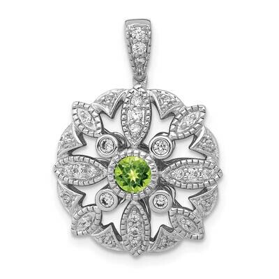 .25 Peridot Fancy Pendant 14k White Gold Diamond PM3942-PE-025-WA, MPN: PM3942-PE-025-WA,
