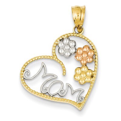 Tricolor MOM &amp; Flowers Pendant 14k Gold K4728, MPN: K4728, 886774960364