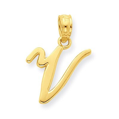 V Script Initial Pendant 14k Gold YC993V, MPN: YC993V, 637218007196