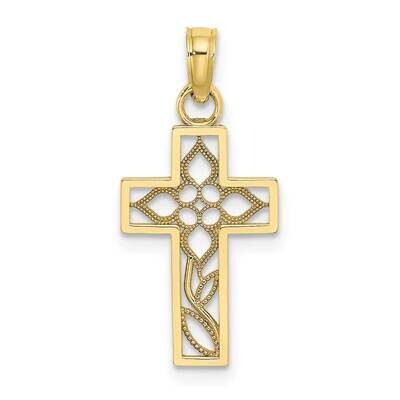Flower In Cross Charm 10k Gold 10K8599, MPN: 10K8599,
