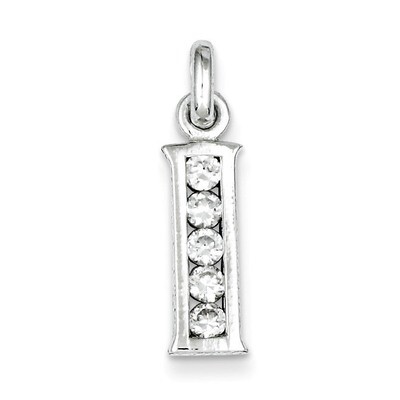 White Diamond Initial I Pendant Sterling Silver QC6716I, MPN: QC6716I, 883957529288