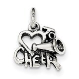 Antiqued I Love Cheer Pendant Sterling Silver Polished QC8828, MPN: QC8828, 886774760193