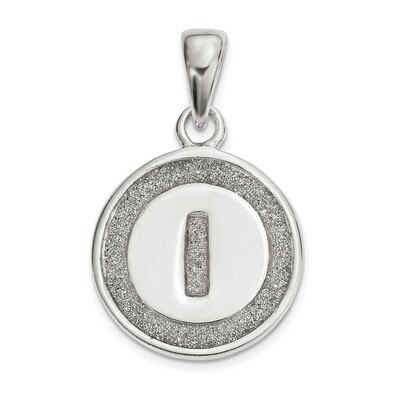Letter I Circle Pendant Sterling Silver Glitter Enamel  QC9180I, MPN: QC9180I, 883957855172