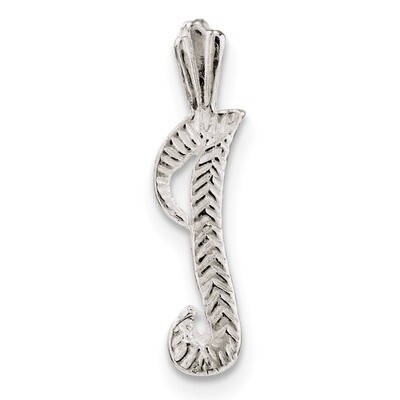 Letter I Chain Slide Sterling Silver Polished Textured QC8459I, MPN: QC8459I, 191101367687